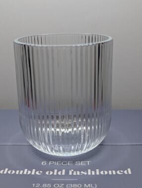 Dwell Studio 6 Pc Ribbed Double Old Fashioned Glass Set 12.85 Oz NIB